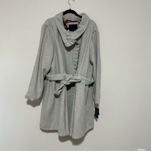 Steve Madden 3XL NWT Heather Gray Women's Trench Coat Tie Waist